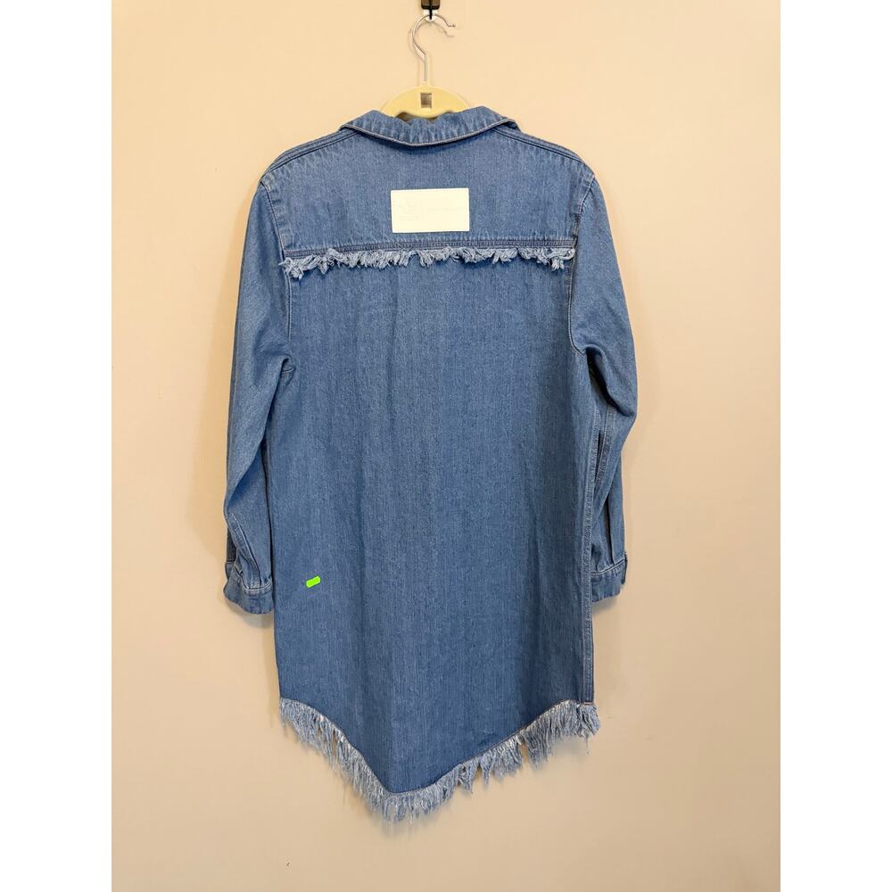 Adidas x Ksenia Schnaider Shirt Dress XS Blue Denim Oversized Western Rodeo NWT - Picture 2 of 11
